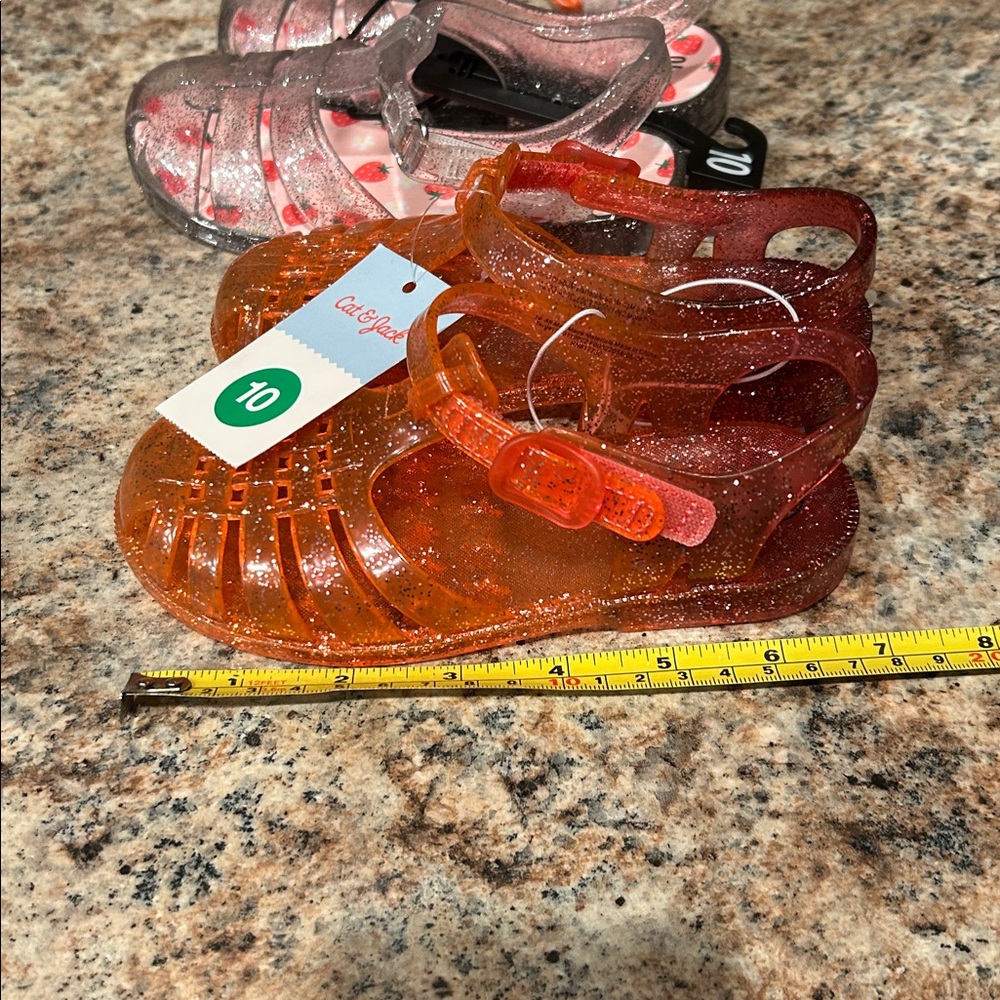 NWT Set of 2 Girls 10 Glitter Jelly Sandals -Clear and Orange Ombré ~Cat & Jack - Picture 6 of 8